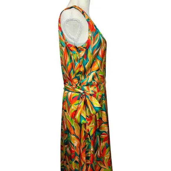 Nicole Miller One Shoulder Tropical Maxi Dress Women's 10 Resort Vacation Cruise - Picture 4 of 16